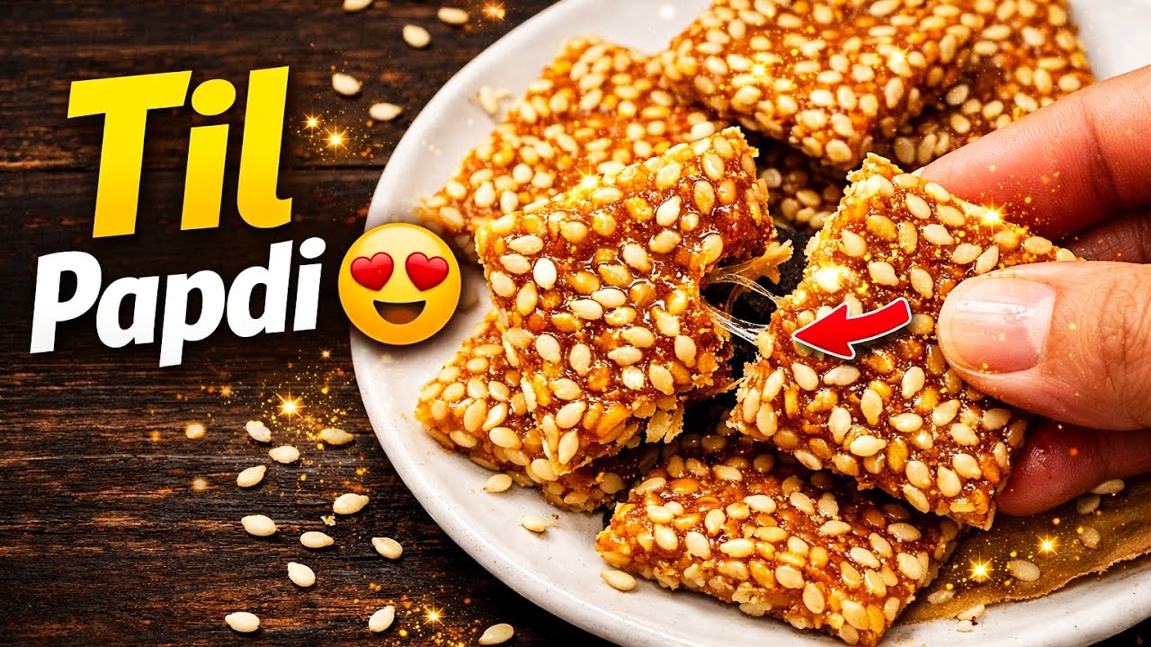 Sardi ki mithaas ❄️🍬Makar Sankranti Special Til Papdi 😍Har tukde mein desi swaad @cookingvillageart