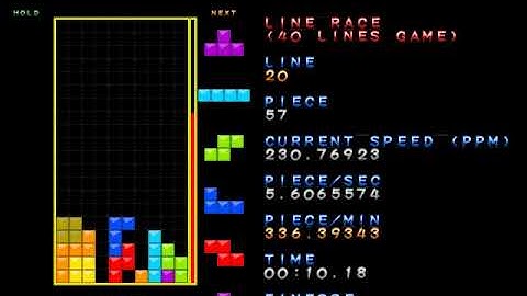 【NullpoMino】 40 Lines in 18.21 seconds by vince231 [PH]