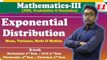 EXPONENTIAL DISTRIBUTION||Mean, Variance, Median & Mode||Probability & Statistics By Aditya Sir