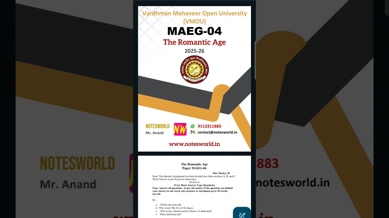 VMOU MAEG-04 Solved Assignment 2025-26 