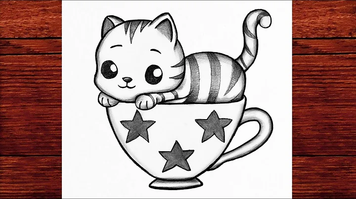 Video 11563591: cute cat drawing, kitty teacup, cute cat cleaning, cat first