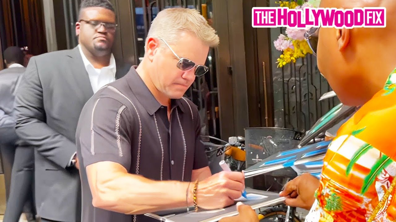 Matt Damon Takes A Break From Promoting 'Oppenheimer' To Sign Autographs For Fans Outside His Hotel