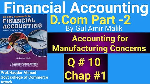 D com-2|Chapt#1|Ex#10|Accounting for Manufacturing Concern|Gul Amir Malik Book|Haqdar Ahmad Official