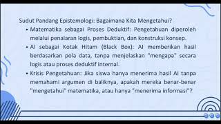 PARADOKS FILSAFATI PENGGUNAAN ARTIFICIAL INTELLIGENCE DALAM PEMBELAJARAN MATEMATIKA- Sendya Aurora 