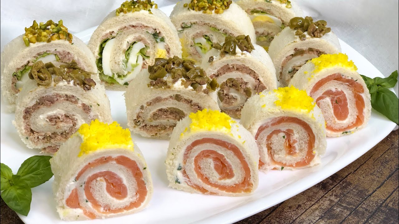 GIRELLE di TRAMEZZINI CON 3 FARCITURE SUPER FACILI E VELOCI!!🤗😋