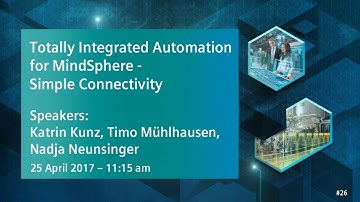 Totally Integrated Automation for MindSphere - Simple connectivity | 25 April 2017 - 11:15 am