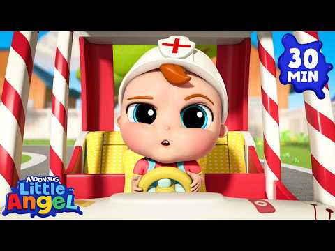 Wheels On The Ambulance 🚑 Vehicle Adventures | Little Angel Nursery Rhymes & Kid Songs