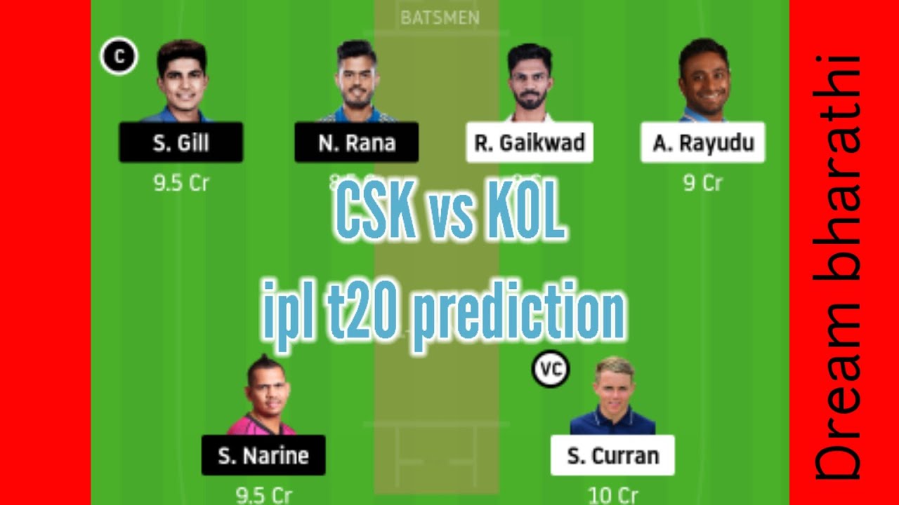 CSK VS KOL dream11 team  playing 11 match prediction // csk vs kol dream11 today match