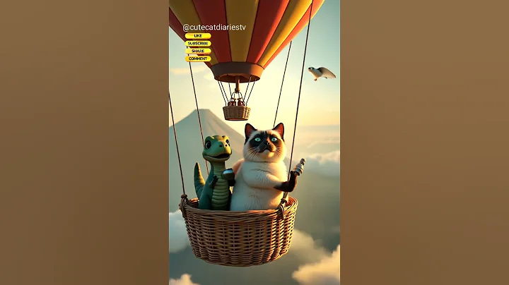 Watch the video about Adorable Dinosaur and Chubby Siamese Cat’s Hot Air Balloon Adventure! 🐾🎈 #CatVideos #Siamese