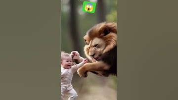 Ai generated animated video | healthy little baby boy fighting with lion 🦁#ai #cute #trendingshorts