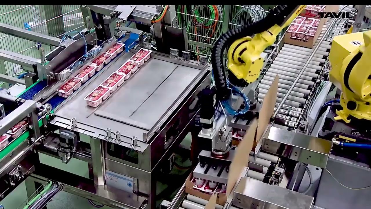 High speed multiformat packaging line solutions for meat products