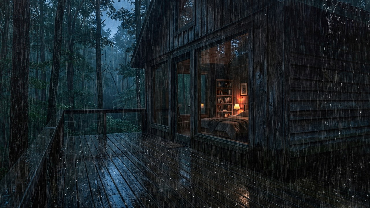 Fall Asleep with Heavy Rain Sounds 🌧️ | Cozy Cabin Forest Ambience ...