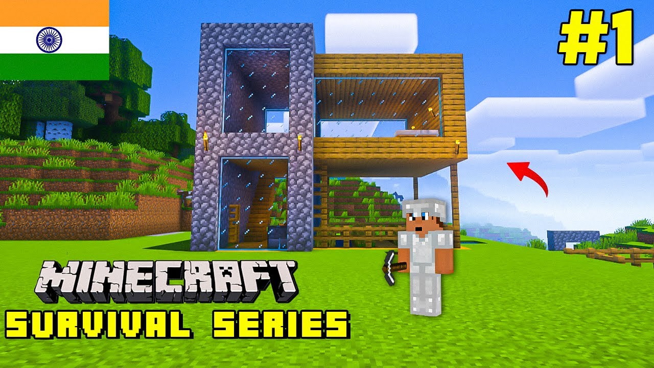 MINECRAFT SURVIVAL SERIES EP-1 IN HINDI | I MADE A SURVIVAL HOUSE ...