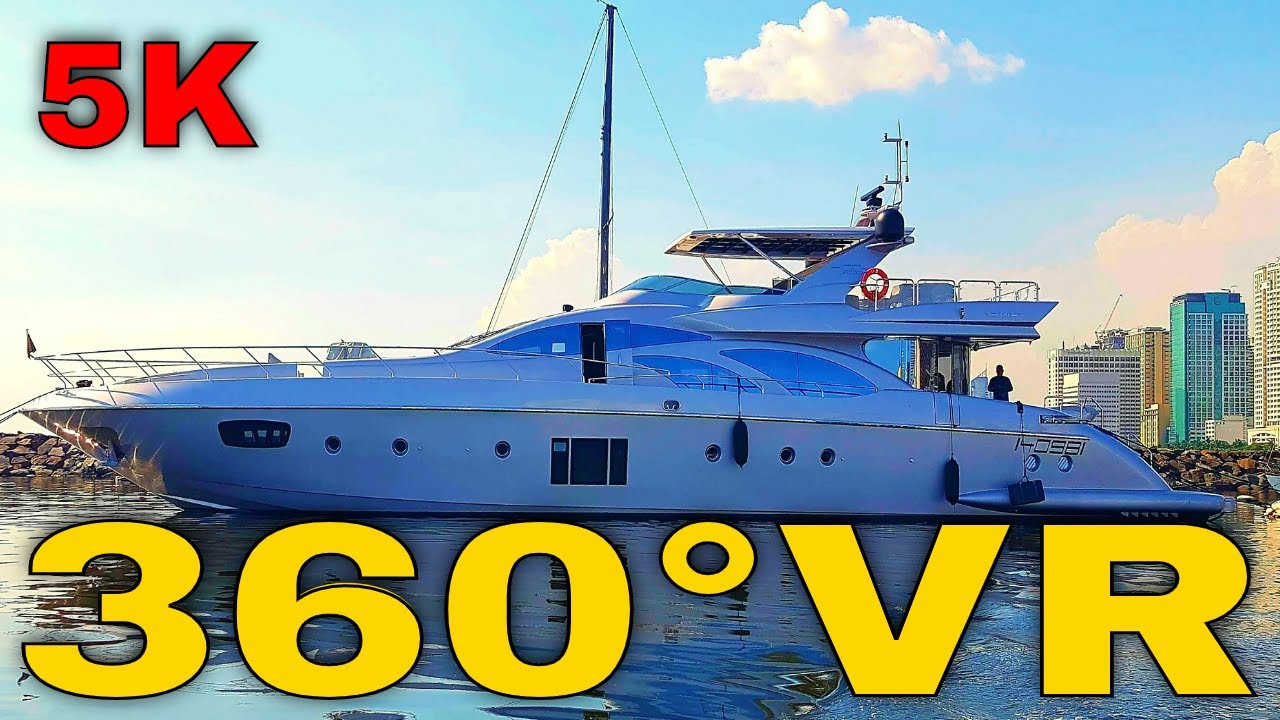 360° VR Azimut Yacht Walking Virtual Boat Tour Volos Harbor 5K 3D Visit ...