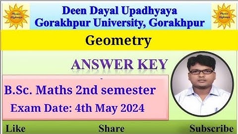 Answer key|| MAT105|| Geometry|| BA|| BSc|| Maths 2nd sem|| #answerkey #ddu