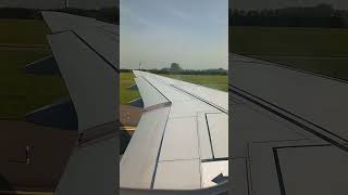 KLM Embraer taxi and take off from Amsterdam to Dublin 01 May 2024