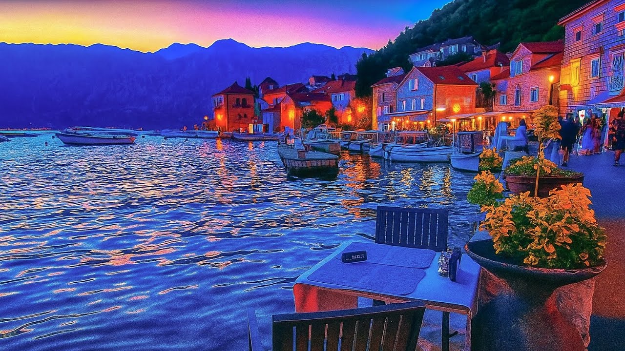 Perast Evening Walk (4K) – Magical Stroll Through Montenegro’s Bay