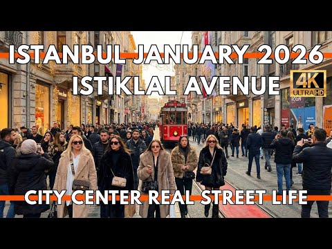 Istanbul 2026 4K Istiklal Street Taksim Square Walking Tour Crowds Shops Street Life 