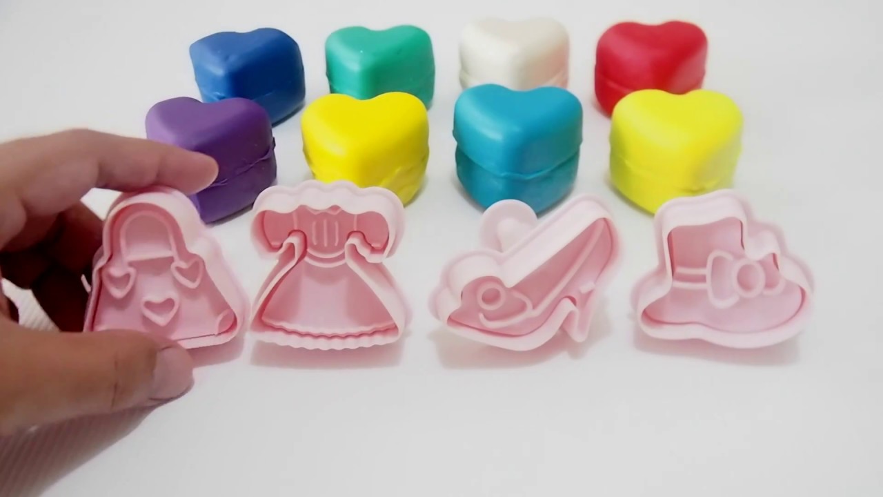 Learn Colors Play Doh Hearts and Fashion Molds Playdoh fun video