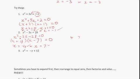 9  Solving Quadratic Equations not equal to zero