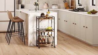 Lifewit Bar Cart for The Home, 3 Tier Small Rolling Wine Cart installation video tutorial