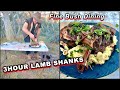 Bush Camp Cooking Lamb Shanks In The Camp Oven - [ Slow Cooked ]