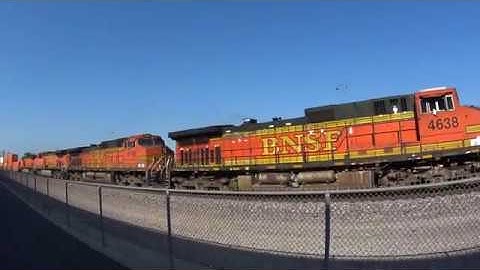 3 Dash  9 and 1 AC4400CW leads BNSF intermodal