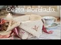 Cesta Bordada | Rosa em Rococó | Porta-Guardanapos