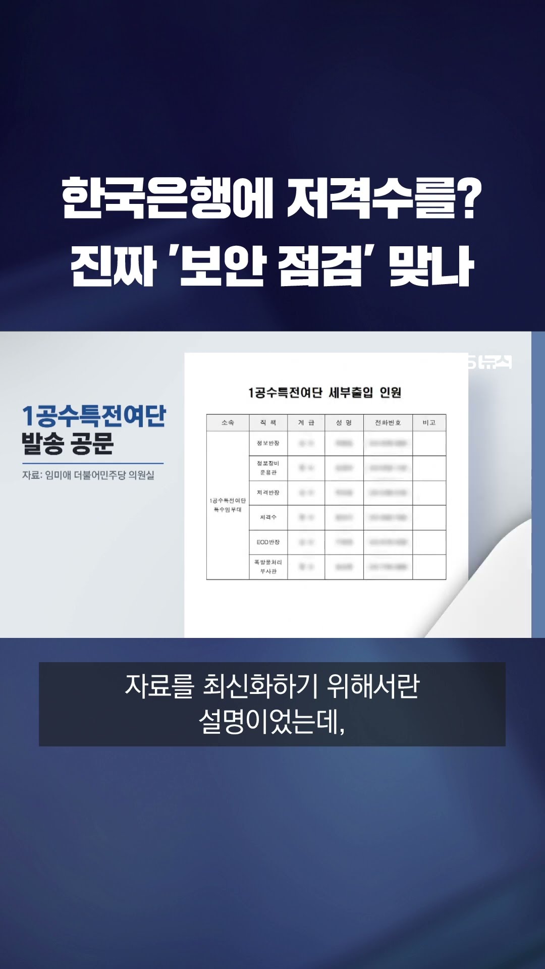한국은행에 저격수까지? 계엄 투입된 '1공수'의 느닷없는 '보안점검' #shorts / KBS