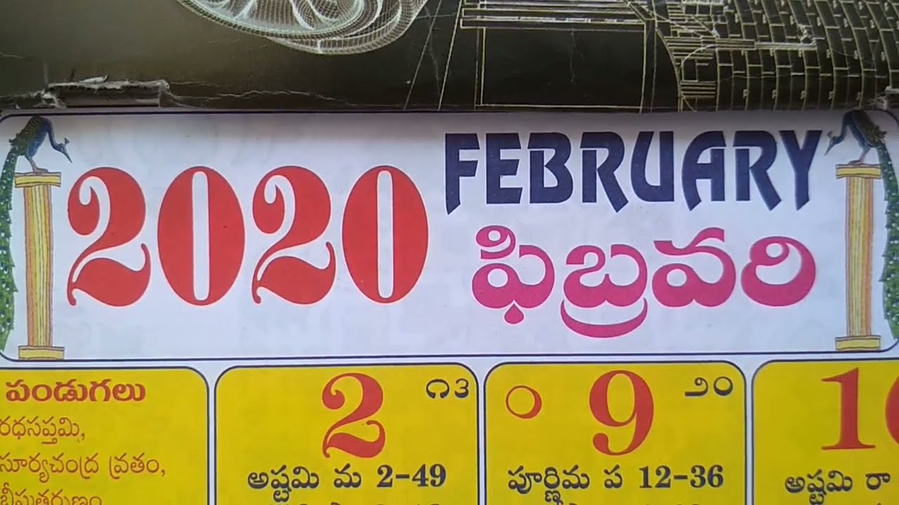 Telugu panchangam calendar february 2020 important days and festivals | february month festivals