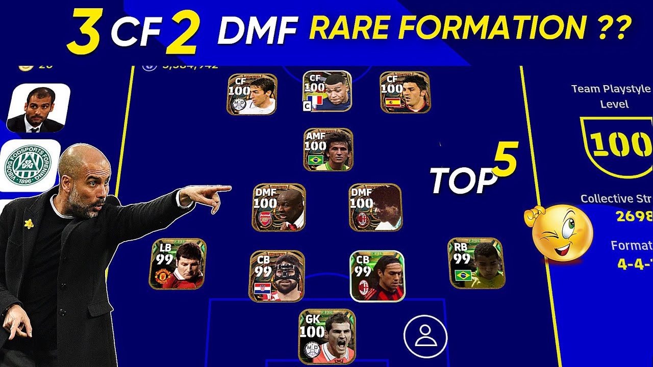 Top 5 rare formation 3 CF 2 DMF update efootball 2023  4K
