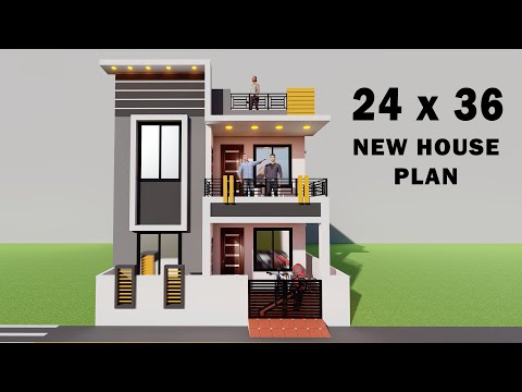 24x36 house plan,3D 24*36 ghar ka naksha,24 by 36 6 bedroom house plan,24 by 36 3D house plan,3Dghar