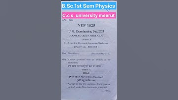 B.Sc.1st Sem Physics 2023 Question Paper of ccsuniversity meerut  #Bsc1stsem #Physics #ccsumeerut