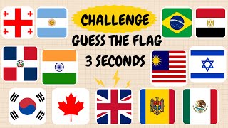 Guess The Flag In 3 Seconds Part #1 🚩🌍🧠 | Easy, Medium, Hard, Impossible | Taylorrsv_Quiz