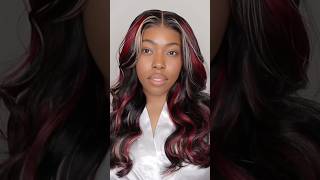 RED & BLONDE HIGHLIGHT GLUELESS WIG @UNice01 wigs wiginfluencer byebyeknotswig highlightwig