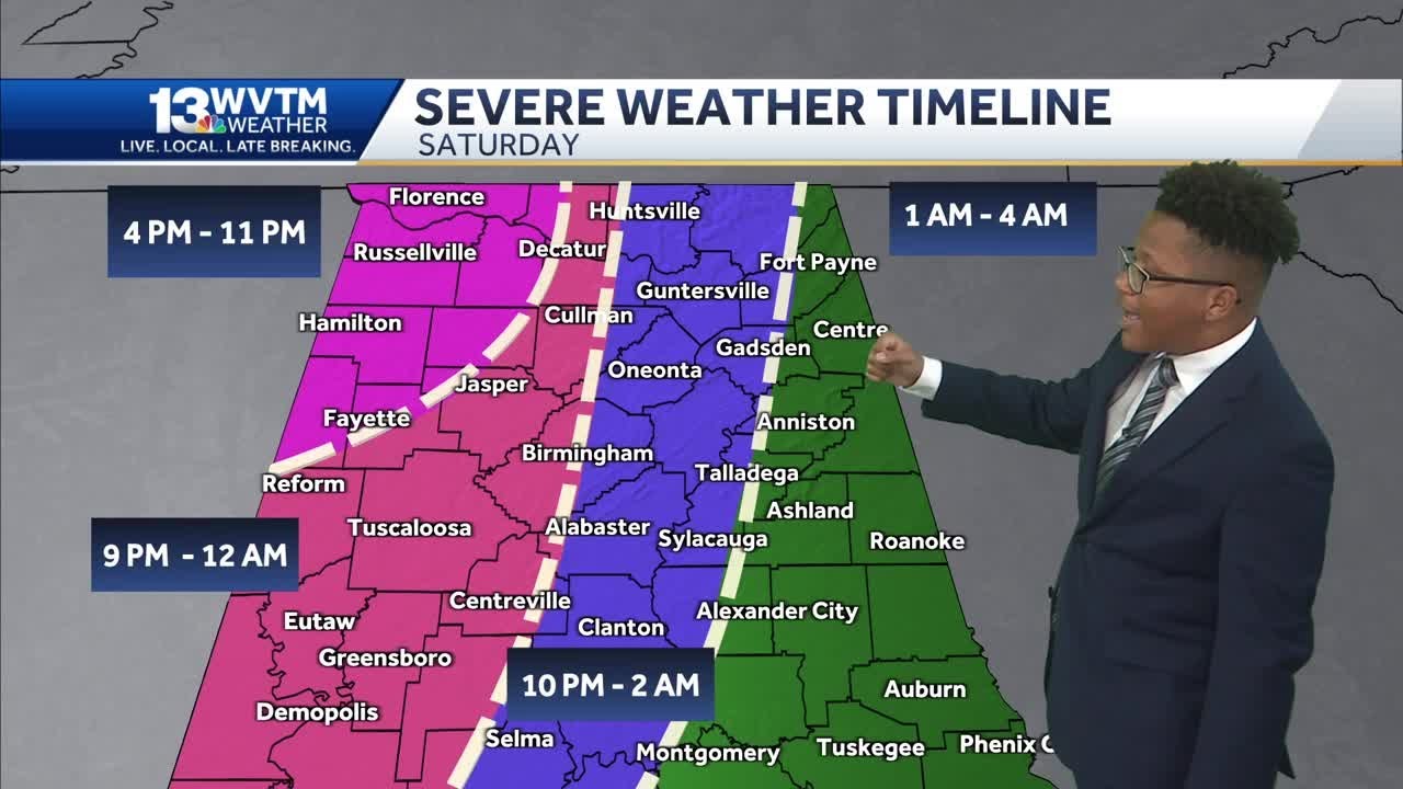 Severe Weather Timeline: Strong storms will stretch across Alabama this ...