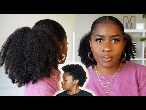 How to do a Low Sleek Fluffy Ponytail on Short 4C Natural Hair Under $10 Bucks!!!|Mona B.