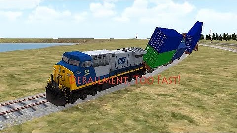 Train Sim Using GE AC4400CW Colorful Double Stack In Mountain Pass Got Derailment