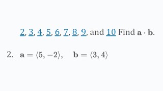 Find the dot product of a and b - Problems 12.3.2-8 Cengage Calculus