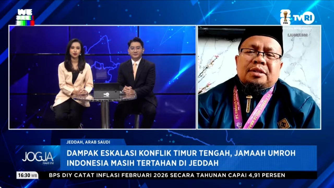 TVRI JOGJA  DAMPAK ESKALASI KONFLIK TIMUR TENGAH,JAMAAH UMROH INDONESIA MASIH TERTAHAN DI JEDDAH