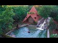 [ Full Video ] Building Pyramid Mud House And The Greatness Natural Waterfall To Swimming Pool