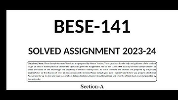 bese 141 solved assignment 2023-24 /IGNOU bese 141 solved Assignment 2023-24 /pdf Watsapp 8228091239