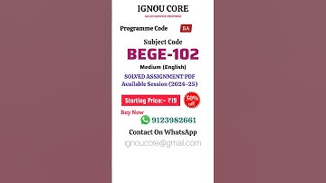 BEGE 102 Solved Assignment PDF 2024-25 in English, BA program BEGE-102 Solved assignments