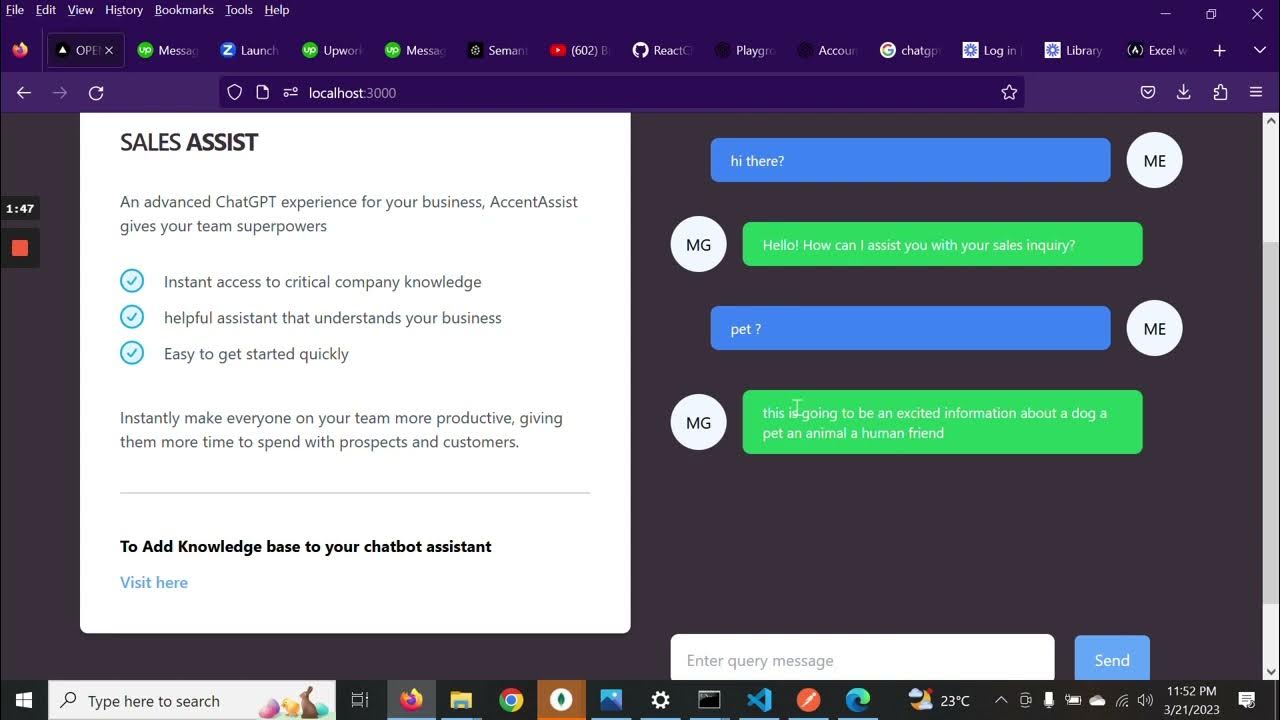 Chatgpt turbo 3 5 and pinecone db based sales representative chatbot