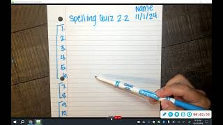 Spelling Quiz 2.2 VCCCV Vcccv Spelling Test