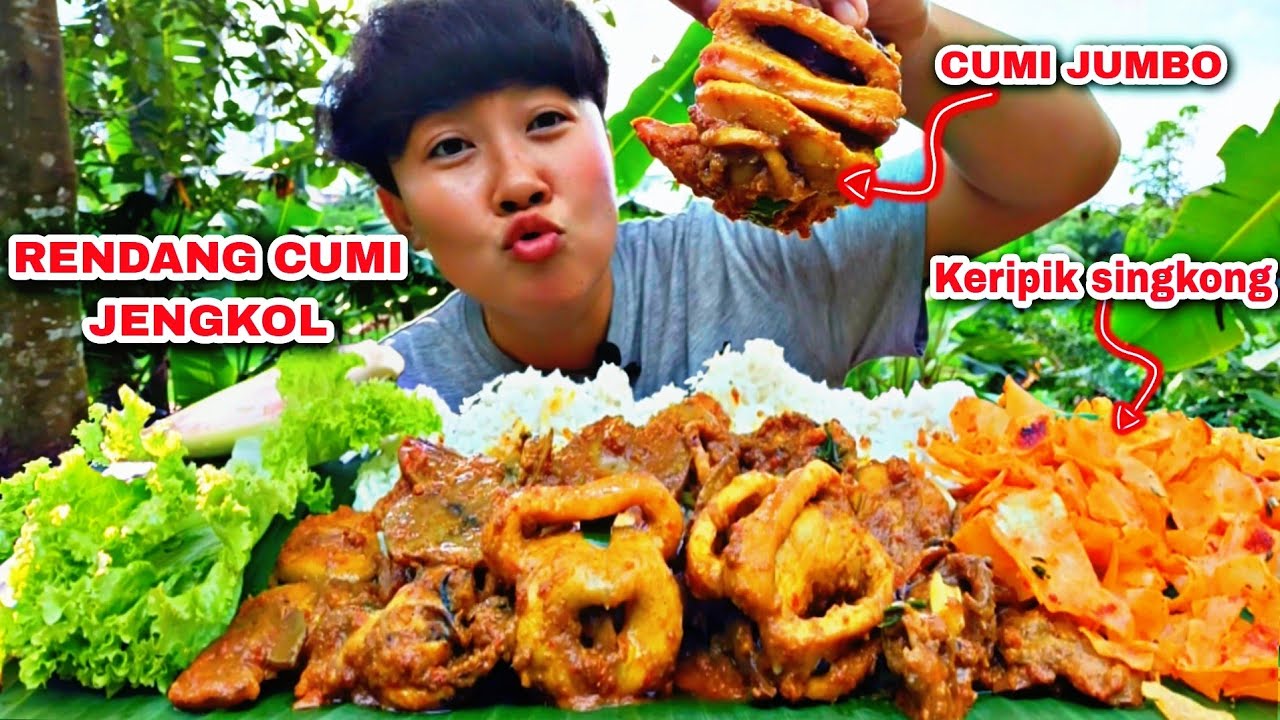 RENDANG CUMI JENGKOL + KERIPIK SINGKONG LALAP CABE, JANTUNG PISANG ...