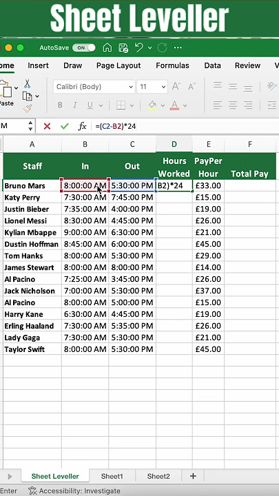 Calculating Salary Pay Hours in Excel Made Easy