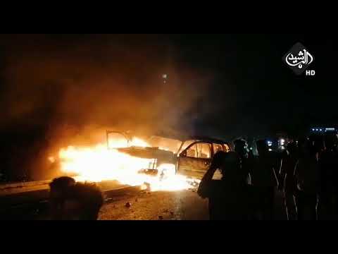 محتجون يحرقون عجلات قائد شرطة ذي قار على خلفية حريق مستشفى الحسين في الناصرية