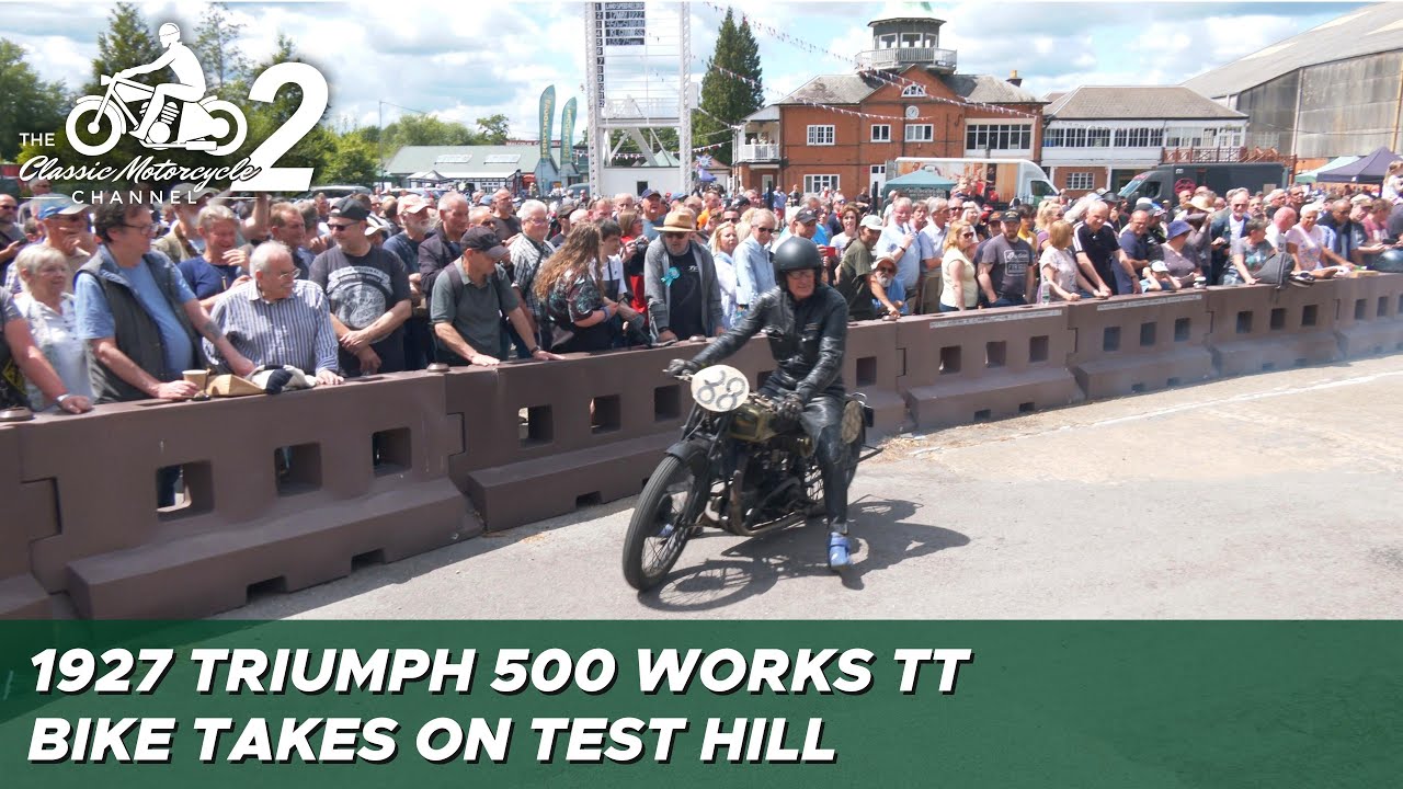 1927 Triumph 500 Works TT bike takes on Take a look at Hill at Brooklands