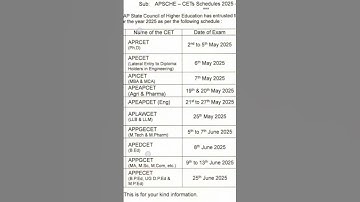 AP ICET, AP EAMCET, ECET, AP CETS 2025 Schedules released | Apsche #apcets2025 #icet2025